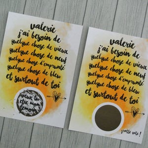 Carte à gratter demande de aquarelle + texte à personnaliser au prénom