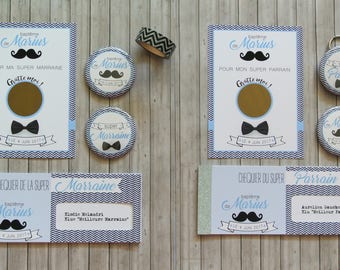 Kit cadeaux parrain marraine theme Moustache