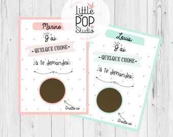 Set of 2 personalized godmother and godfather scratch cards, godmother request & godfather request, godfather and godmother announcement