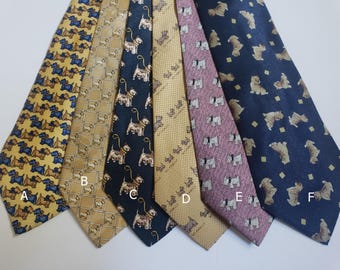 Vintage Terrier Dog Breeds Necktie, Dog Print Men's  Tie