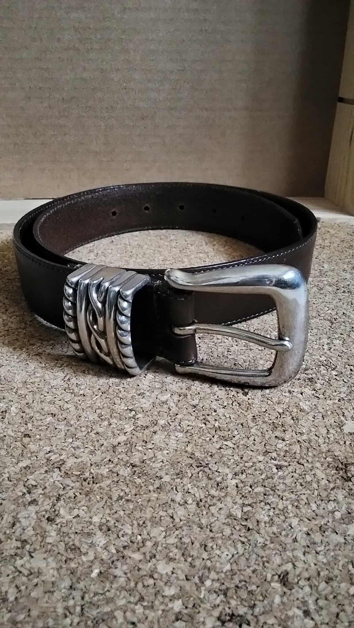Vintage Brighton Brown Leather Belt: Brass & Silver Accent  display picture 3