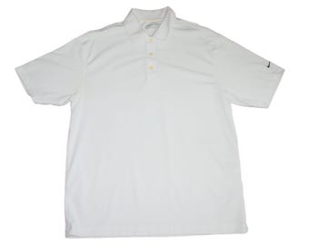 Weißes Nike Golf Dri-FIT Herren-Freizeitshirt, Größe L, Kurzarm, Dreiknopfleiste