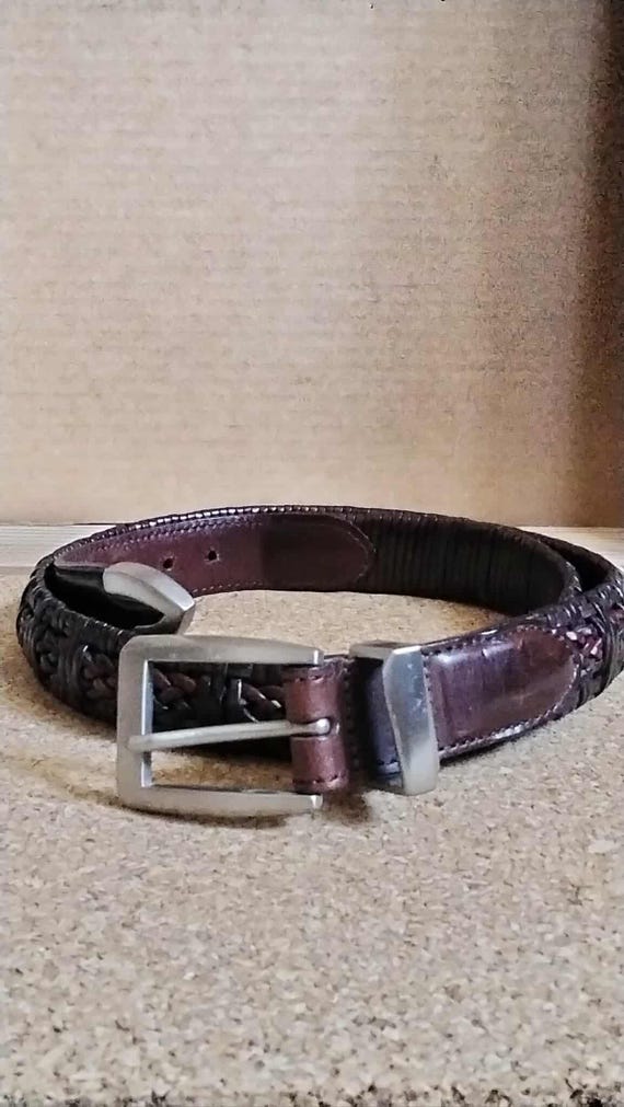 Vintage Brighton Brown Leather Belt - Brass & Silver Accents  display picture 2