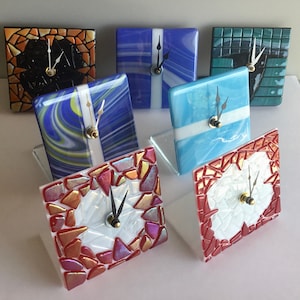 Desk Clock Functional Art Fused Glass Unique Freestanding