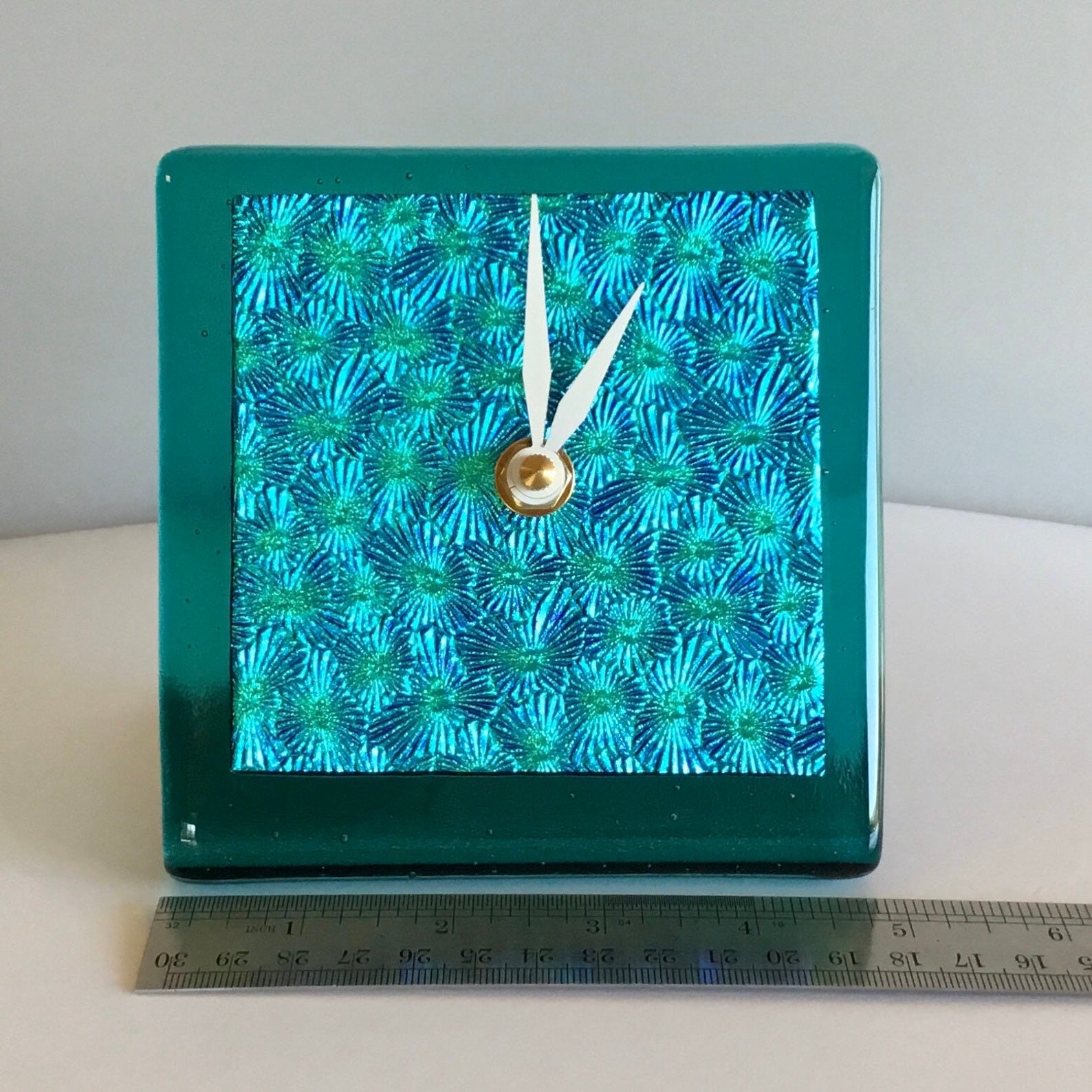 Desk Clock Functional Art Textured Dichroic Solid Face Unique ...