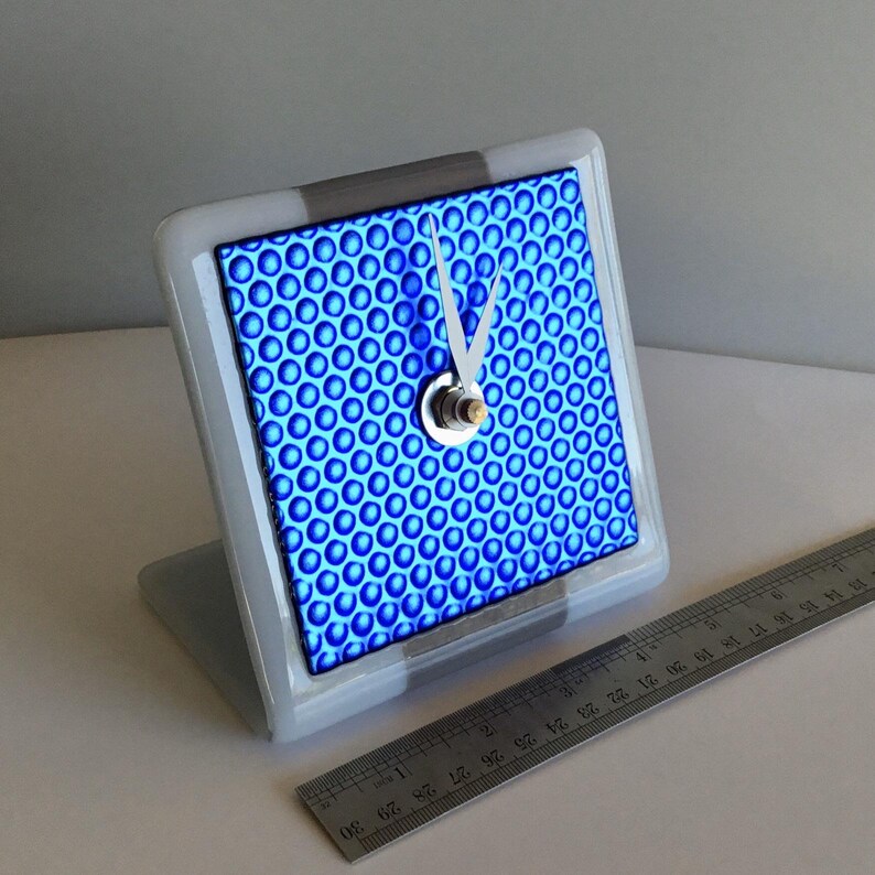 Desk Clock Functional Art Textured Dichroic Solid Face Unique ...