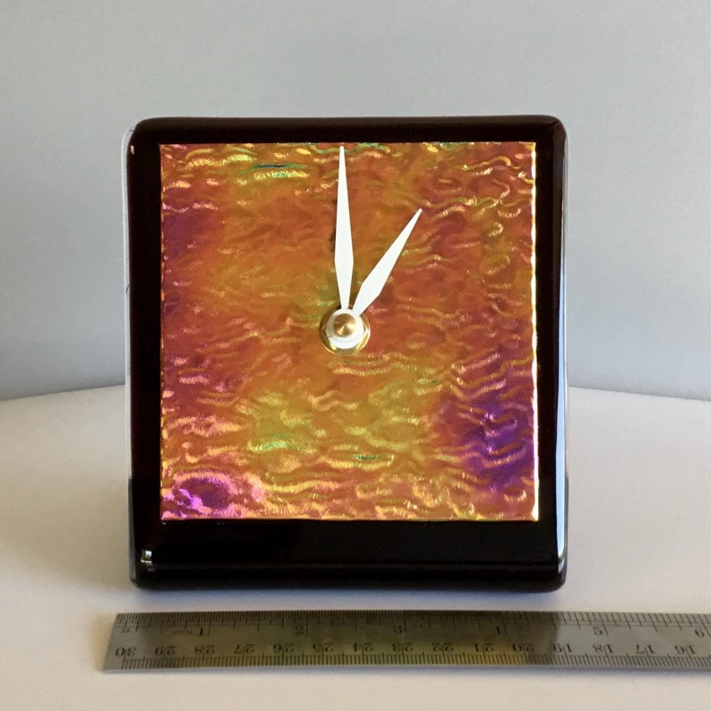 Desk Clock Functional Art Textured Dichroic Solid Face Unique ...