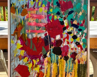 Abstrakte Kunst, Originalkunstwerke, Gemälde, Mischtechniken, Leinwandkunst, Kunstwerke, Wandkunst, moderne Kunst, gerahmte Kunst, zeitgenössische Kunst, maximalistische Kunst