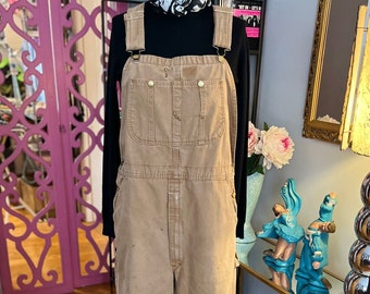 VINTAGE CANVAS OVERALLS/40x33/duck canvas overalls/vintage Dickies overalls/carhartt overalls/vintage workwear/tan canvas overalls/fab208nyc