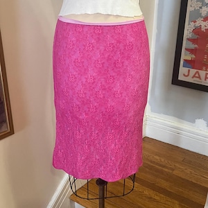 Upcycled slip skirt, hot pink lace slip skirt, vintage slip skirt, lace skirt, fuchsia lace skirt, hand dyed lace slip , fab208nyc lingerie