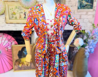 80s Multicolor Shorts and Jacket Set: Claude
