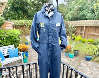 VINTAGE COVERALLS/gas station coveralls/boiler suit/vintage boiler suit/unisex coveralls/navy blue coveralls/fab208/fab208nyc/boilersuit