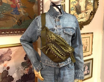 Studded Nylon Fanny Pack: Jumbo Crossbody Festival Bag