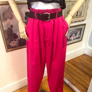 80s Forenza pants, hot pink high waist, high waist 80s pants, vintage pink cotton pants, ladies trouser, fab208nyc, 80s pants, Forenza pant