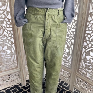 Vintage Czech Army Pant: Flannel Lined Military Trousers, Size 34