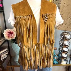 70s Tan Suede Fringe Vest: Western Hippie Festival Wear