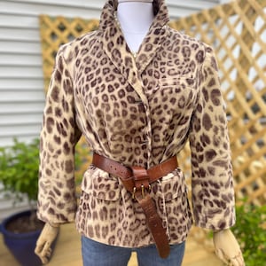 Vintage Velvet Leopard Print Blazer: Modern Style, Size 10/12