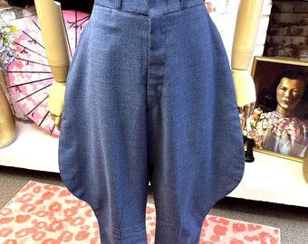 Pantalones de montar Jodhpur vintage: Lana azul