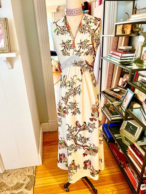 VINTAGE MAXI DRESS, floral 70s maxi dress, cherry… - image 2