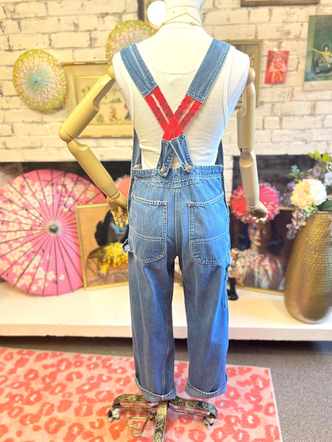 Vintage W31'' 50s Big Mac Suspender Back Overalls: Sanforized
