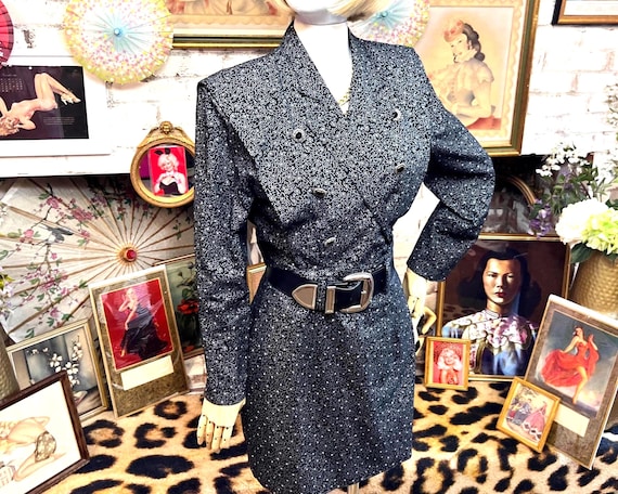 80s New Wave Black Skirt Suit