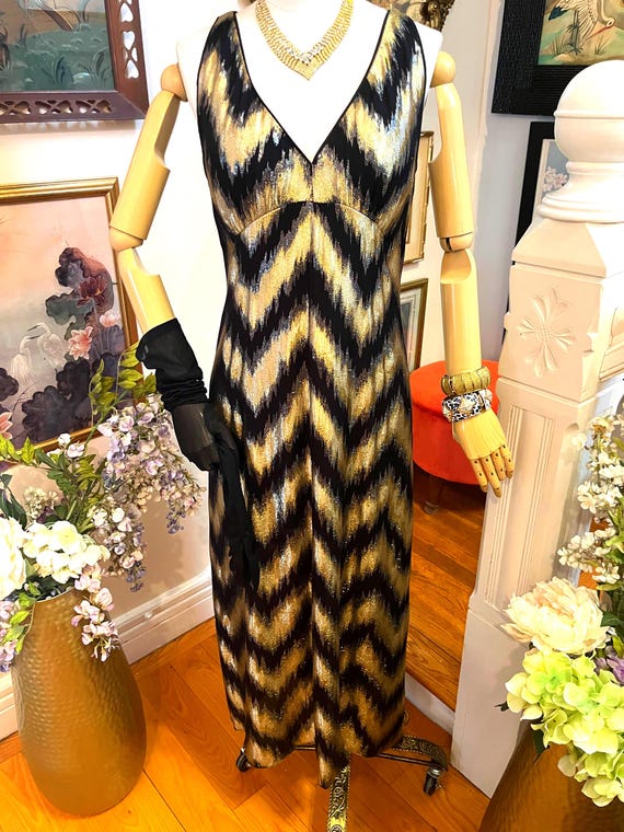 knee length dresses for ladies GOLD PLISSE ONE SHOULDER LAME MAXI DRESS – CHIO DI STEFANIA D ONLINE main image 1