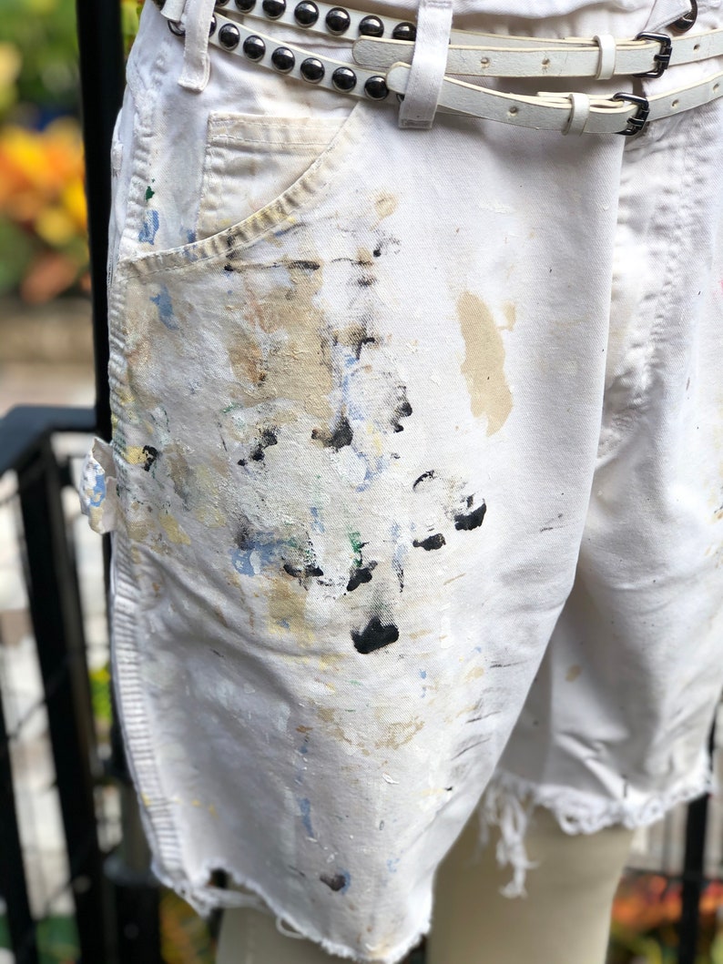 PAINTER SHORTS painted shortsdickies painter shortsboho white shortswhite painter pant shortsfab208nycfab208shorts with paint marks