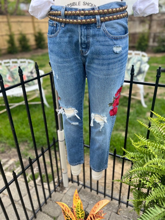 Vintage Embroidered 501 Vintage Jeans Ladies 501 Ladies Ripped Jeans Rose Embroidered Jeans Torn Jeans Ripped Jeans Levis Fab208nyc Etsy Canada