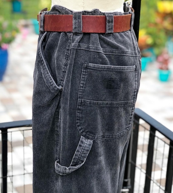 FREE US SHIPPING/corduroy carpenter pants/black co