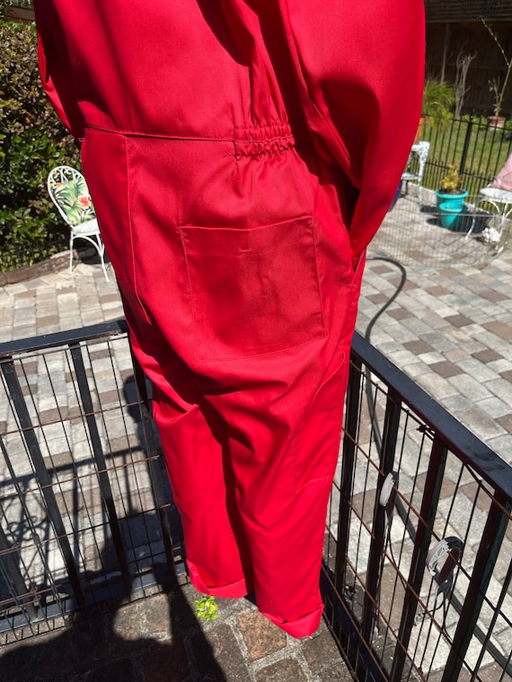 COTTON SATEEN COVERALLS/red coveralls/vintage pat… - image 6