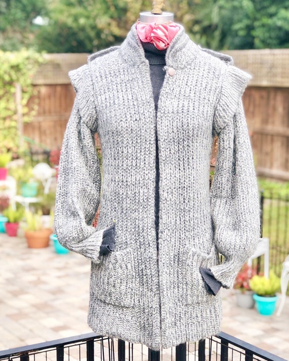 VINTAGE 80S SWEATER/grey wool sweater/80s sweater… - image 6