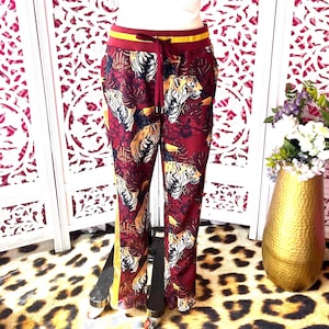 Trainingsbroek met tijgerprint, L-trainingsbroek, joggingbroek met gouden strepen, trainingsbroek met tijgerprint, joggingbroek met tijgerprint, joggingbroek met tijger uit de jaren 2000, fab208nyc