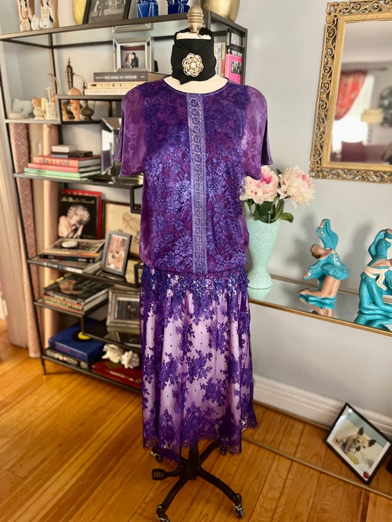 VINTAGE JESSICA MACCLINTOCK/Purple dyed vintage d… - image 1