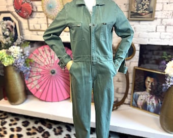Grüner Jeans-Jumpsuit mit Fischgrätmuster: Lee Unionalls Ladies