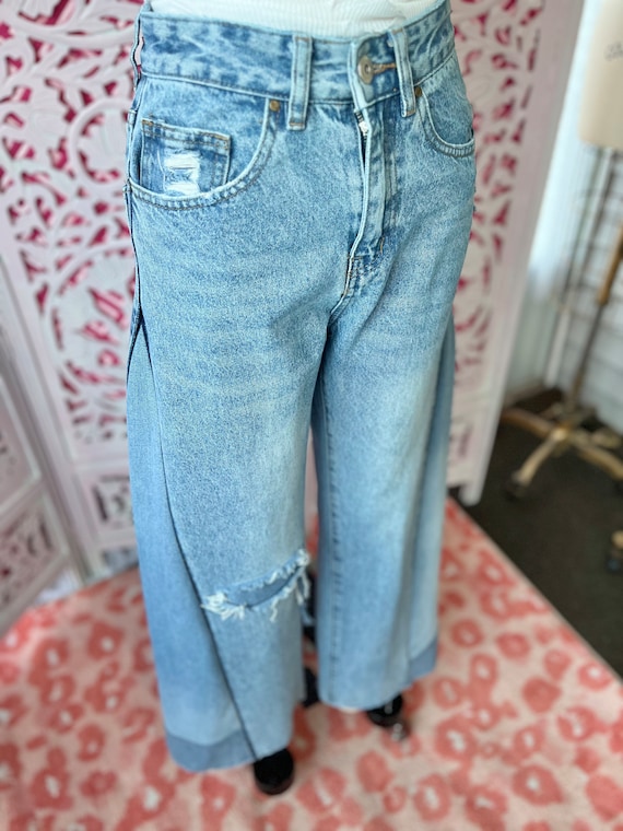 HIGH WAIST SIDE panel jeans, ladies jean, upcycle… - image 3