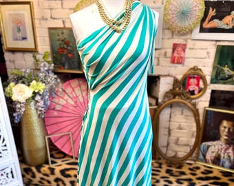 Draped Hand Stitched Stripe Dress
