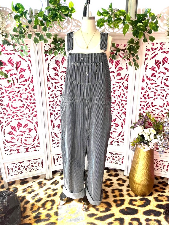 WINTER VACAY STRIPE DENIM OVERALLS