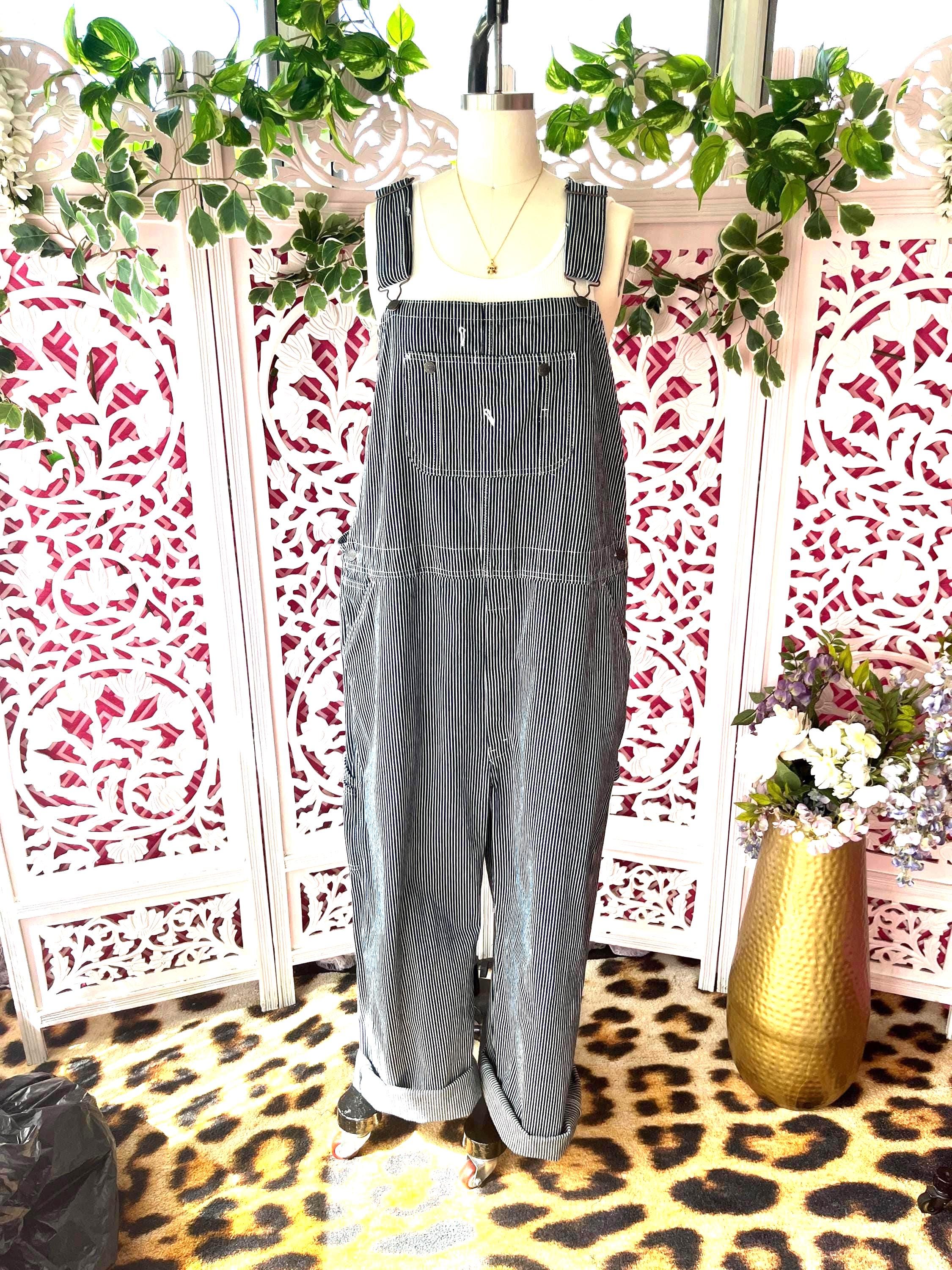 Mono de rayas vintage, mezclilla de rayas estilo ferrocarril XL, mono de mezclilla a rayas, mezclilla de rayas Dickies vintage, mono, mono vintage, fab208nyc