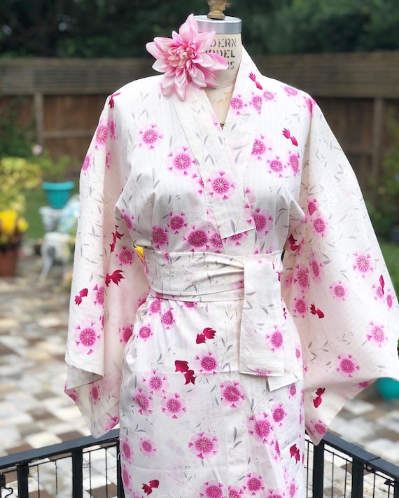 FREE US SHIPPING/cotton kimono/cherry blossom kimo