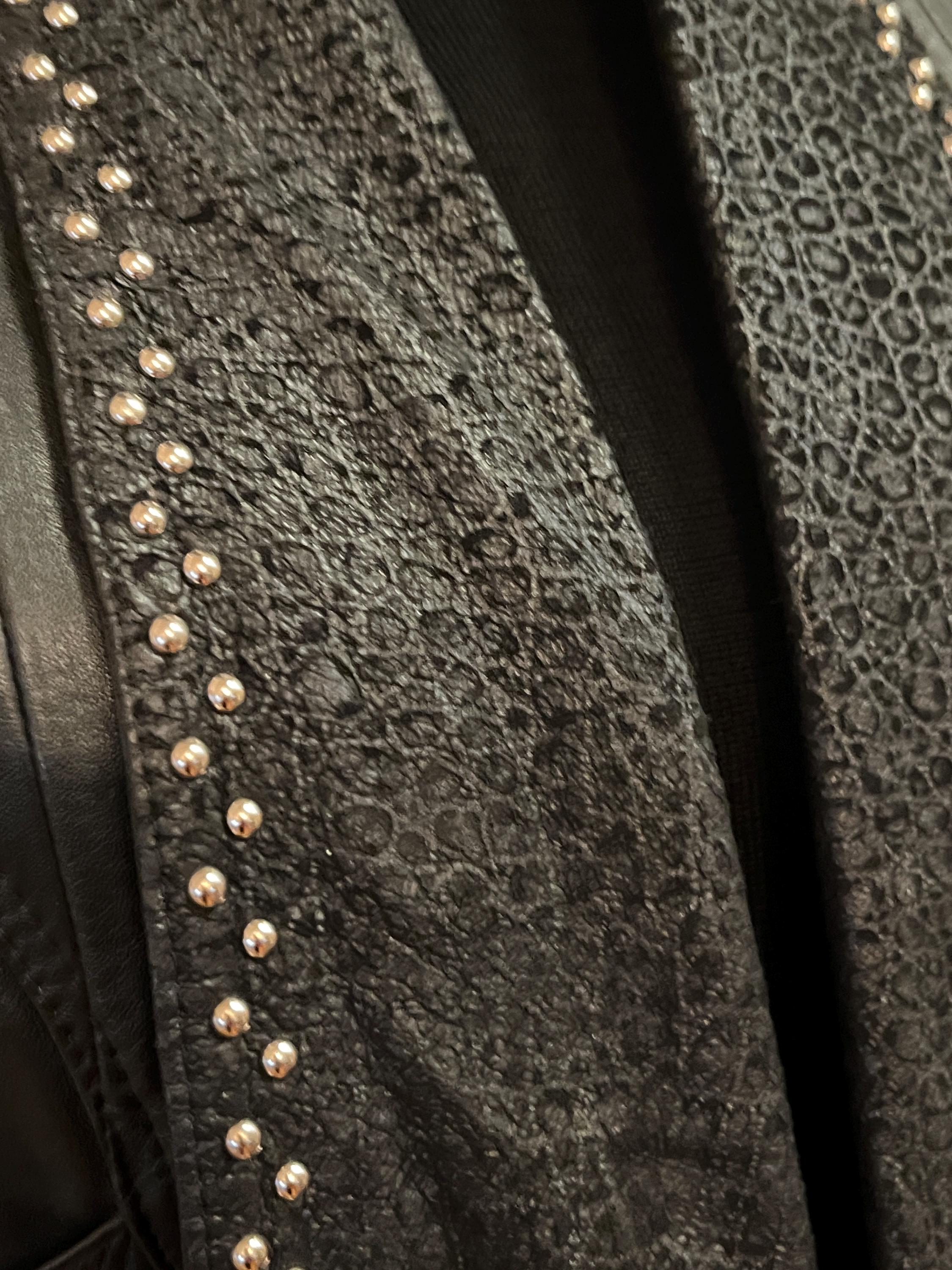 80s Studded Leather Jacket, Two Tone Leather Jacket, Silver