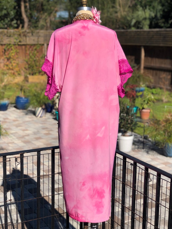 PINK VINTAGE ROBE/hand dyed robe/vintage rayon ro… - image 4