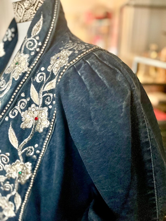 80S SEQUIN DENIM jacket, 80s embroidered denim, a… - image 4