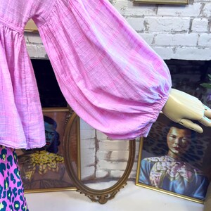 Free People Boho Blouse: Pink Cotton Peasant Top image 10