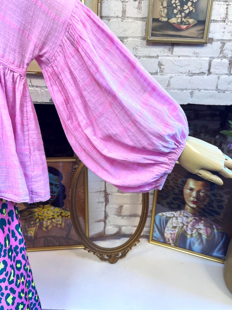 Free People Boho Blouse: Pink Cotton Peasant Top image 10