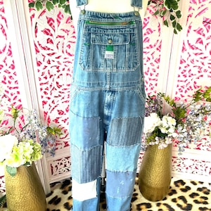 Vintage Patched Denim Overalls: Liberty Brand, 38&quot; Waist
