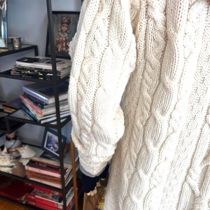 Vintage Hooded Aran Cable Knit Cardigan: Irish Sweater with Pockets image 10