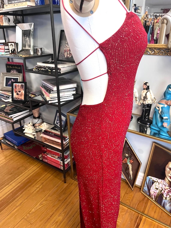 80s City Triangles Backless Glitter Dress: Red Sexy Maxi Disco Dress - Etsy  UK