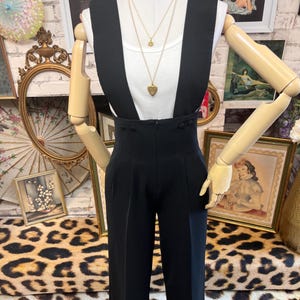 Vintage High Waist Suspender Pants