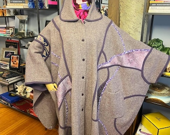 80s Tweed Cape: Grey Wool Herman Kay Cape - Etsy