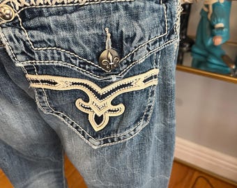 Vintage Rock Revival Jeans: Y2K Relaxed Fit, Heavy Stitch Detail